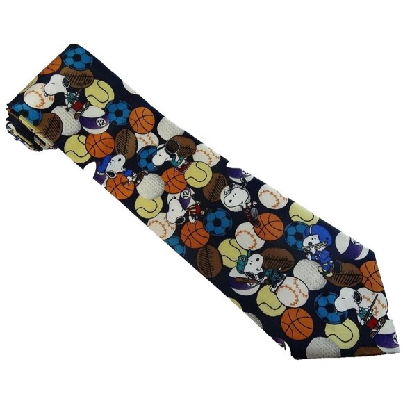 Snoopy Sports Tie Silk Necktie Peanuts - Picture 2 of 3